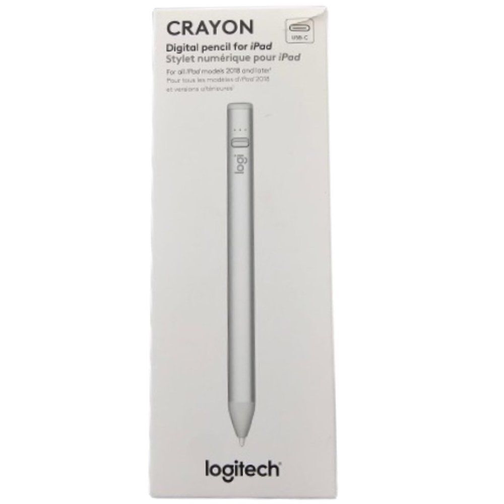Logitech Silver Crayon USB-C Digital Dynamic Smart Tip Pencil for Apple iPads